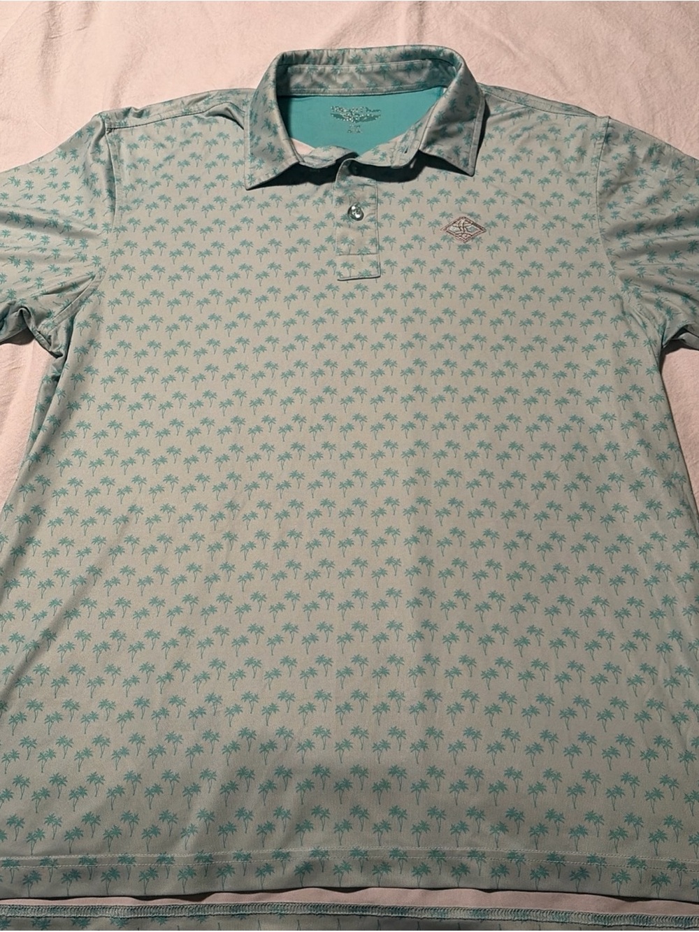 Straight Down Golf Shirt Mens M Green Palm Trees Performance Polo